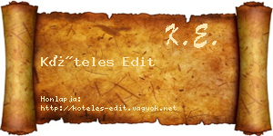 Köteles Edit névjegykártya